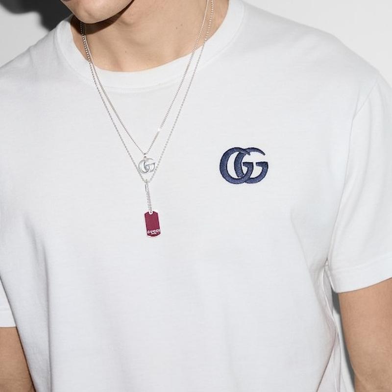 GUCCI グッチ インターロッキングG コットンジャージー Tシャツ S GUCCI（グッチ） メンズ コットンジャージー Tシャツ【ホワイト