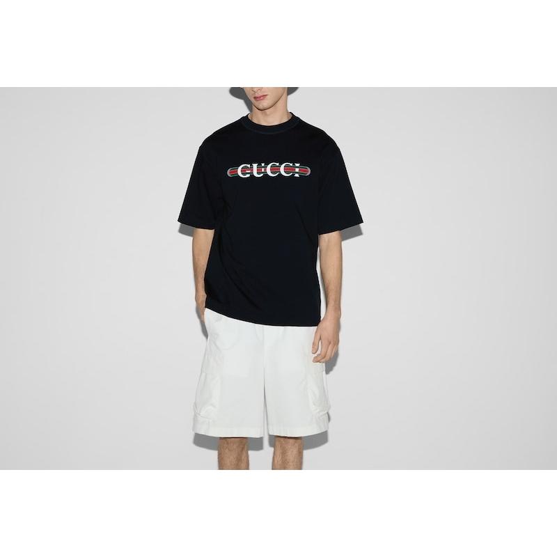 GUCCI（グッチ） メンズ プリント コットンジャージー Tシャツ【ダーク