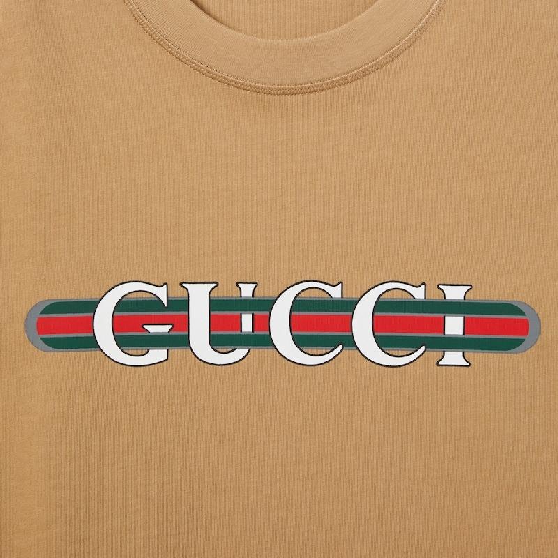 グッチ GUCCI メンズ プリント コットンジャージー Tシャツ【キャメル 】【送料無料】【正規品】の画像