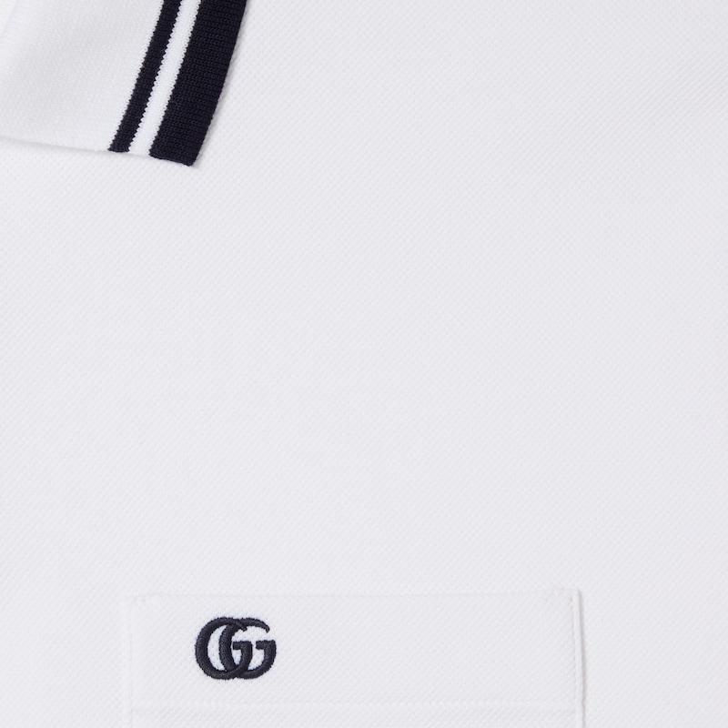 グッチ GUCCI メンズ エンブロイダリー コットンピケ ポロTシャツ【ホワイト 】【送料無料】【正規品】の画像