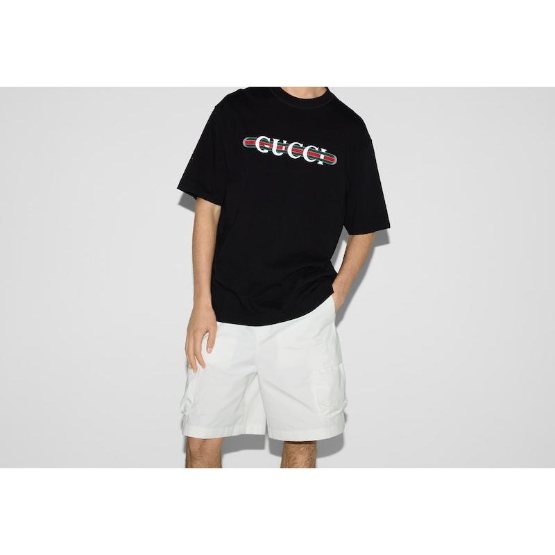 グッチ GUCCI メンズ コットンジャージー プリント Tシャツ【ブラック 】【送料無料】【正規品】の画像