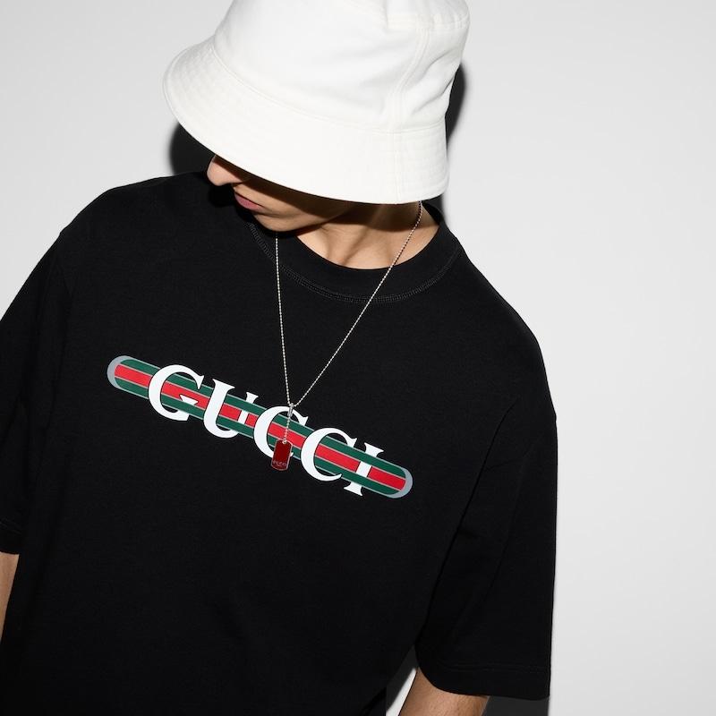 グッチ GUCCI メンズ コットンジャージー プリント Tシャツ【ブラック 】【送料無料】【正規品】の画像