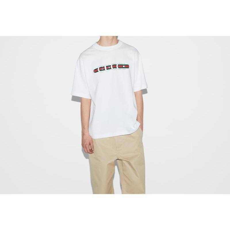 グッチ GUCCI メンズ プリント コットンジャージー Tシャツ【ホワイト 】【送料無料】【正規品】の画像