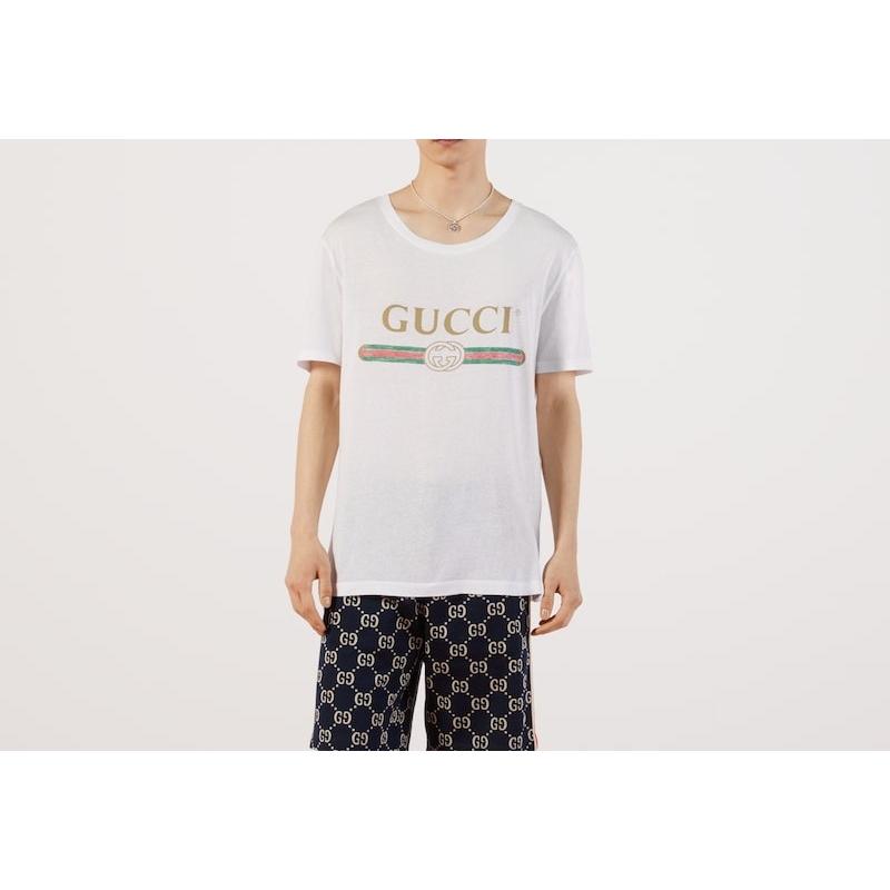 GUCCI グッチ Tシャツ GUCCI（グッチ） メンズ ロゴ ウォッシュドオーバーサイズ Tシャツ