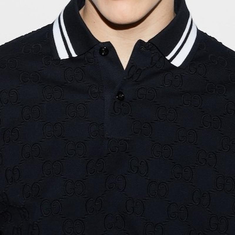 GUCCI（グッチ） メンズ GG ストレッチコットン ポロシャツ【ブラック