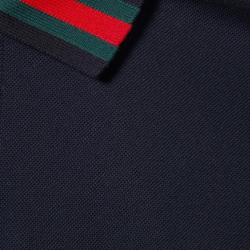 GUCCI（グッチ） メンズ ウェブ ストライプ コットン ポロシャツ