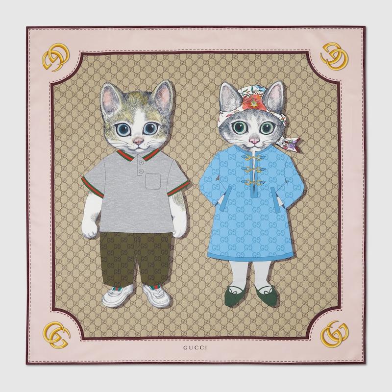 GUCCI（グッチ） レディース ヒグチユウコ プリント シルクスカーフ