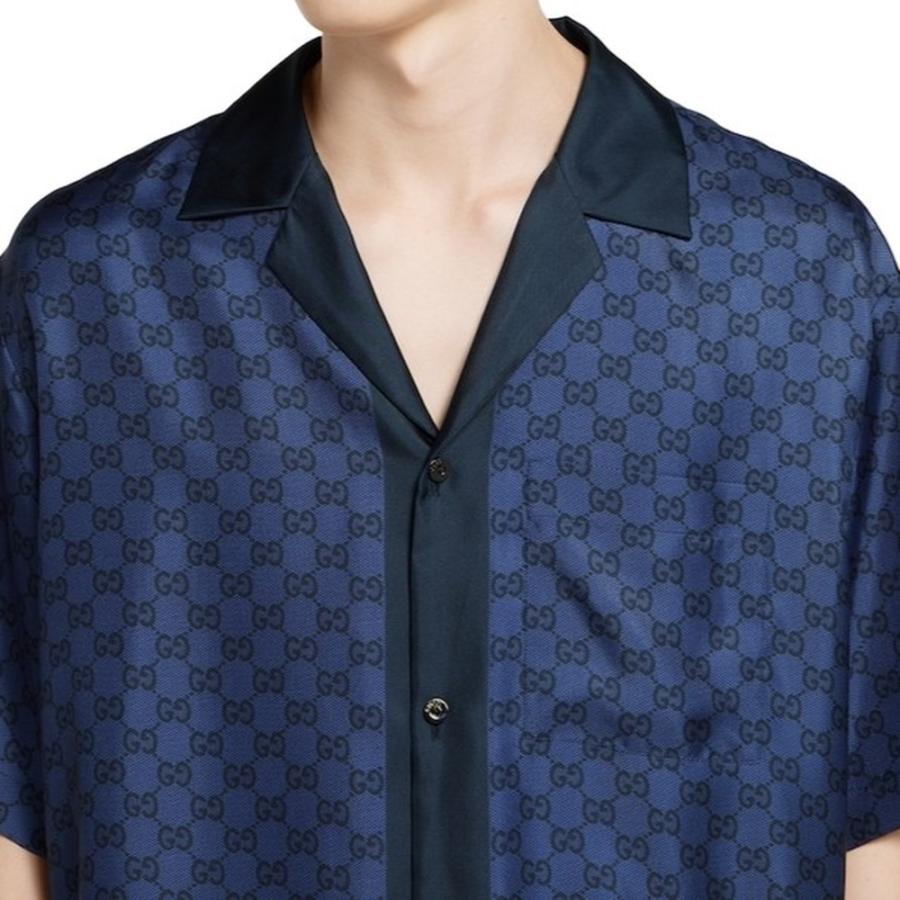 GUCCI（グッチ） メンズ プリント シルクツイル ボウリングシャツ