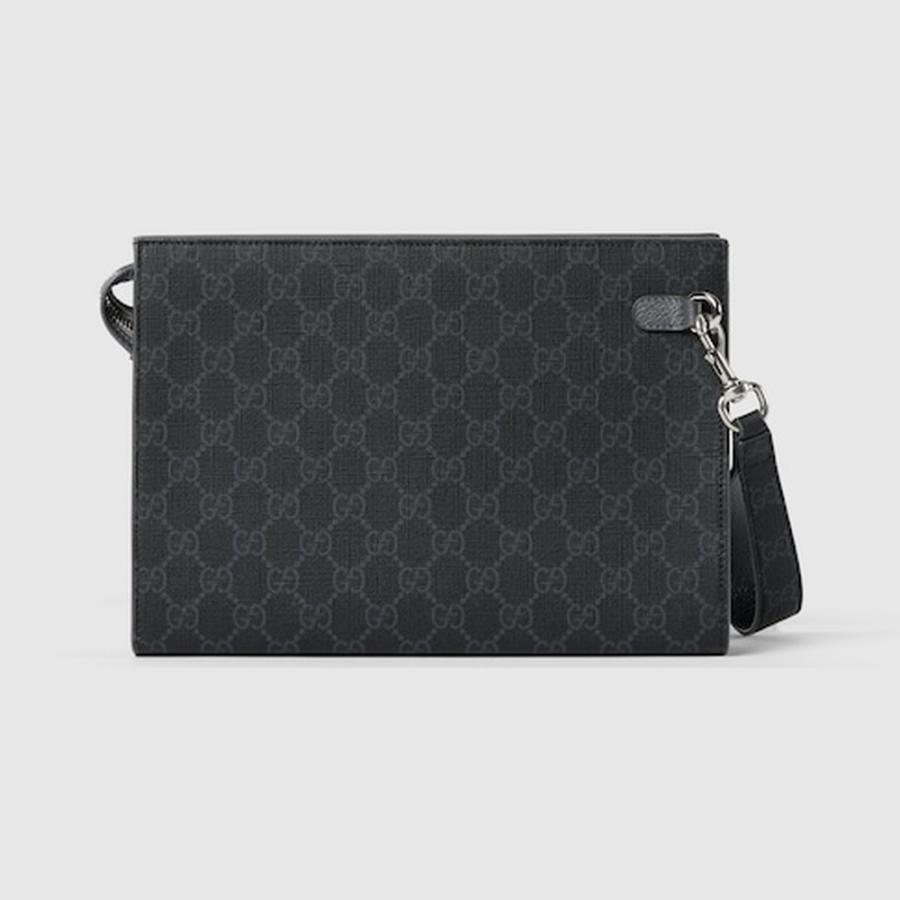 グッチ GUCCI メンズ バイカラー スモール ポーチ【ブラック GGスプリーム キャンバス 】【送料無料】【正規品】の画像