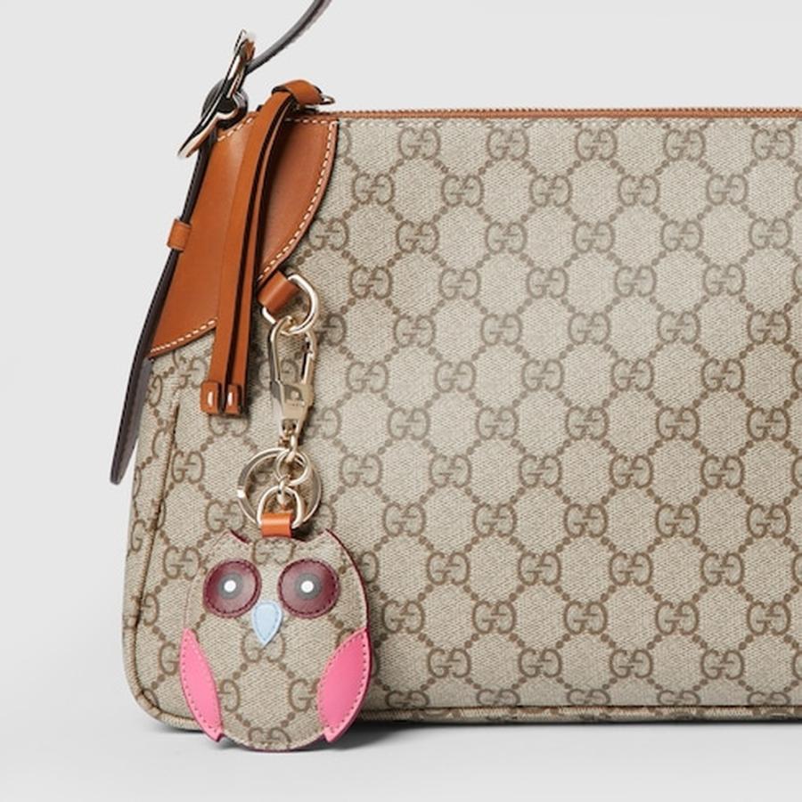 グッチ GUCCI レディース オウル（ふくろう）シェイプ バッグ チャーム【ベージュ＆ダークブラウン キャンバス 】【送料無料】【正規品】の画像