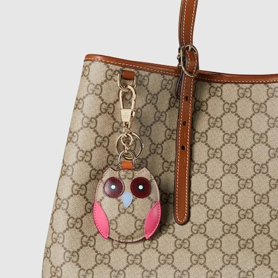 グッチ GUCCI レディース オウル（ふくろう）シェイプ バッグ チャーム【ベージュ＆ダークブラウン キャンバス 】【送料無料】【正規品】の画像