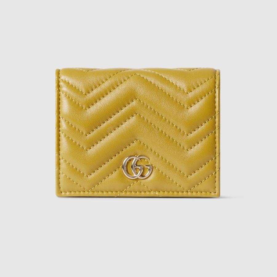 GUCCI GGモノグラム 二つ折り財布 ベージュ/イエロー GUCCI（グッチ） レディース ダブルG カードケース ウォレット 財布