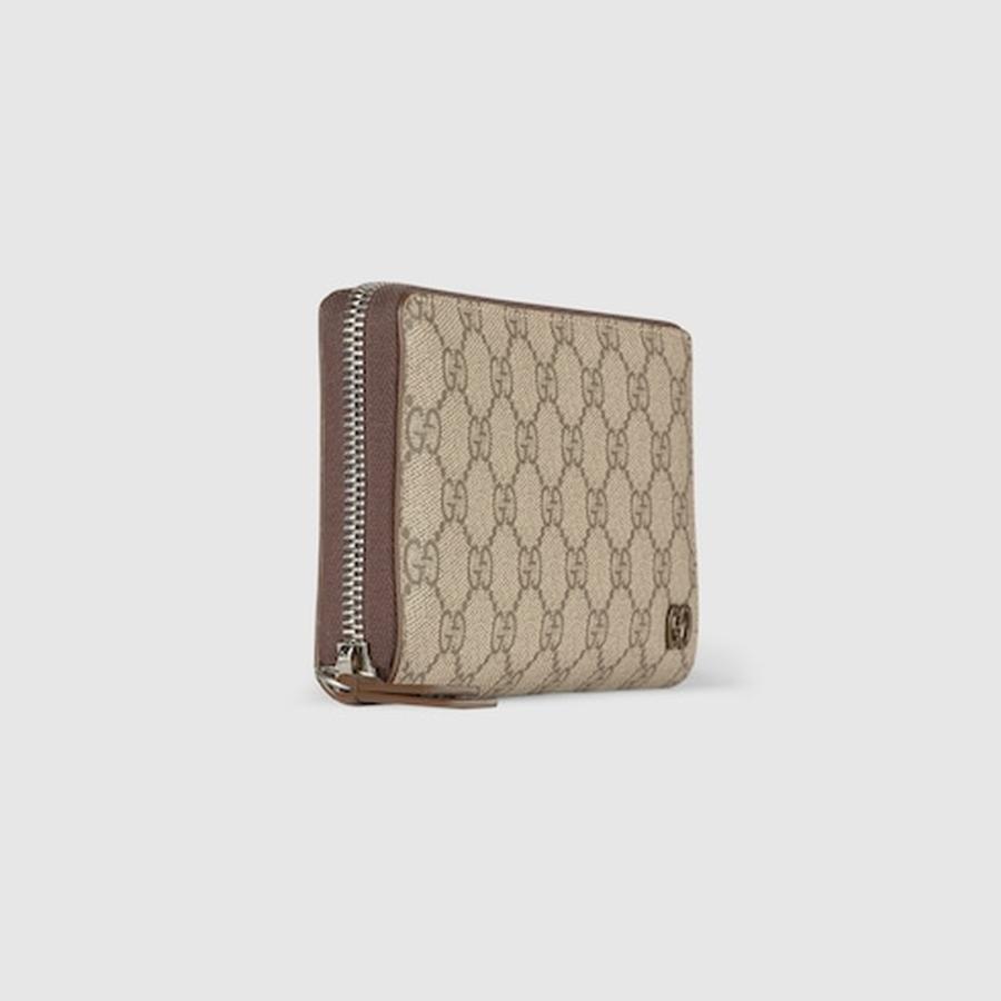 グッチ GUCCI メンズ GG ジップアラウンドウォレット 財布 ブラウン インテリア【ベージュ＆ブラウン GGスプリーム 】【送料無料】【正規品】の画像