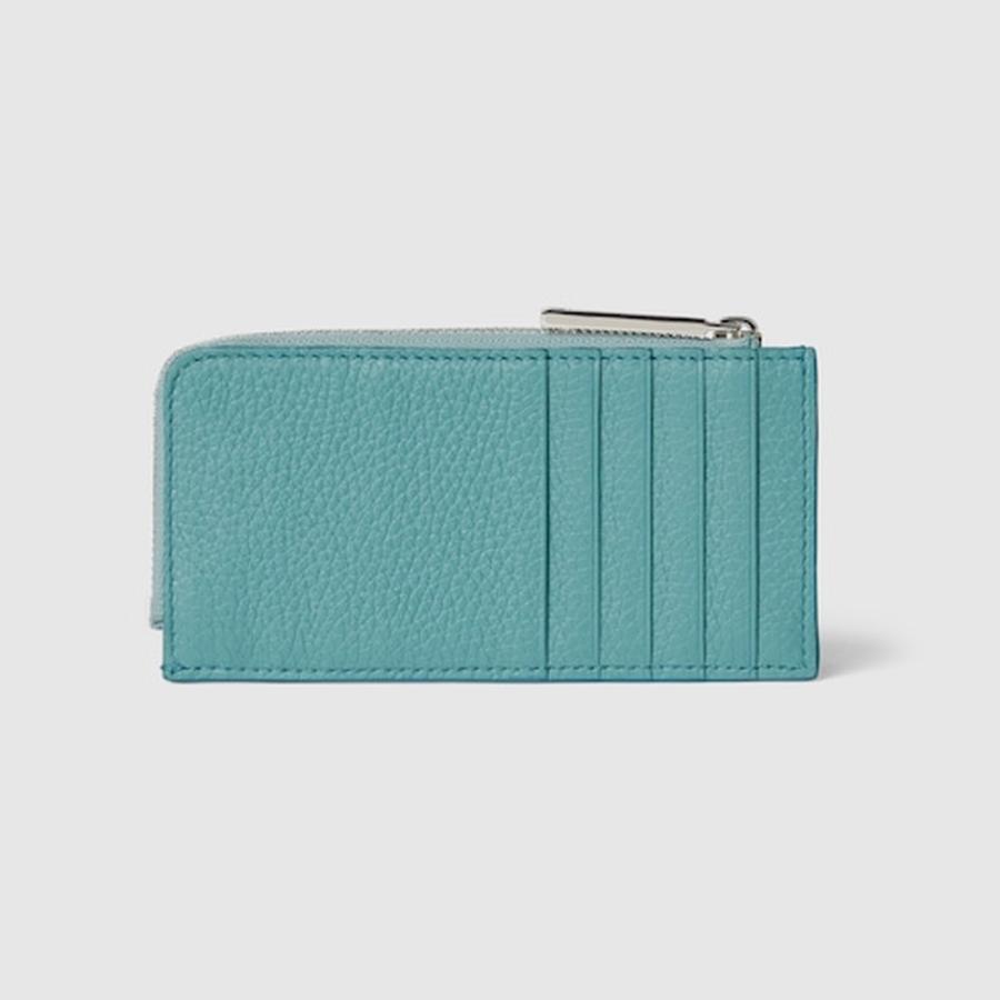 グッチ GUCCI メンズ ロゴ ジップカードケース【ターコイズブルー レザー 】【送料無料】【正規品】の画像
