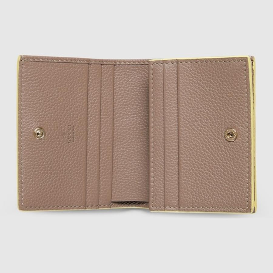 グッチ GUCCI レディース ダブルG スモールウォレット 財布 ブラウン インテリア【ライトイエロー レザー 】【送料無料】【正規品】の画像