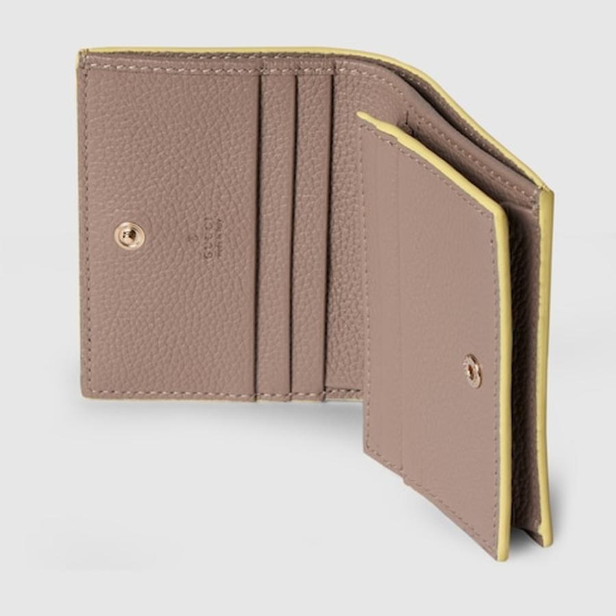 グッチ GUCCI レディース ダブルG スモールウォレット 財布 ブラウン インテリア【ライトイエロー レザー 】【送料無料】【正規品】の画像