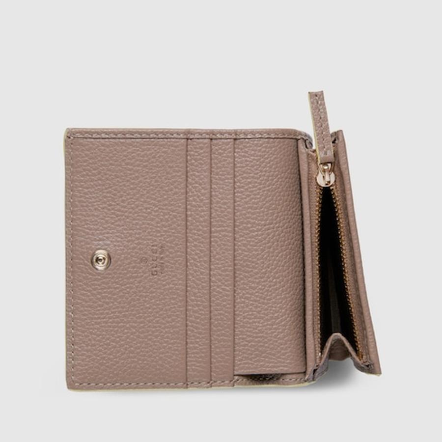 グッチ GUCCI レディース ダブルG スモールウォレット 財布 ブラウン インテリア【ライトイエロー レザー 】【送料無料】【正規品】の画像