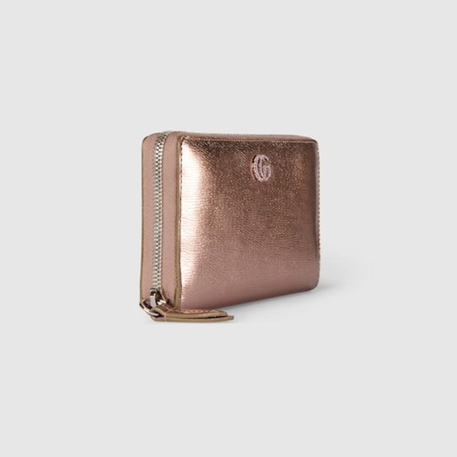 グッチ GUCCI レディース ダブルG バイカラー ジップアラウンドウォレット 財布【ブロンズ パテントレザー 】【送料無料】【正規品】の画像