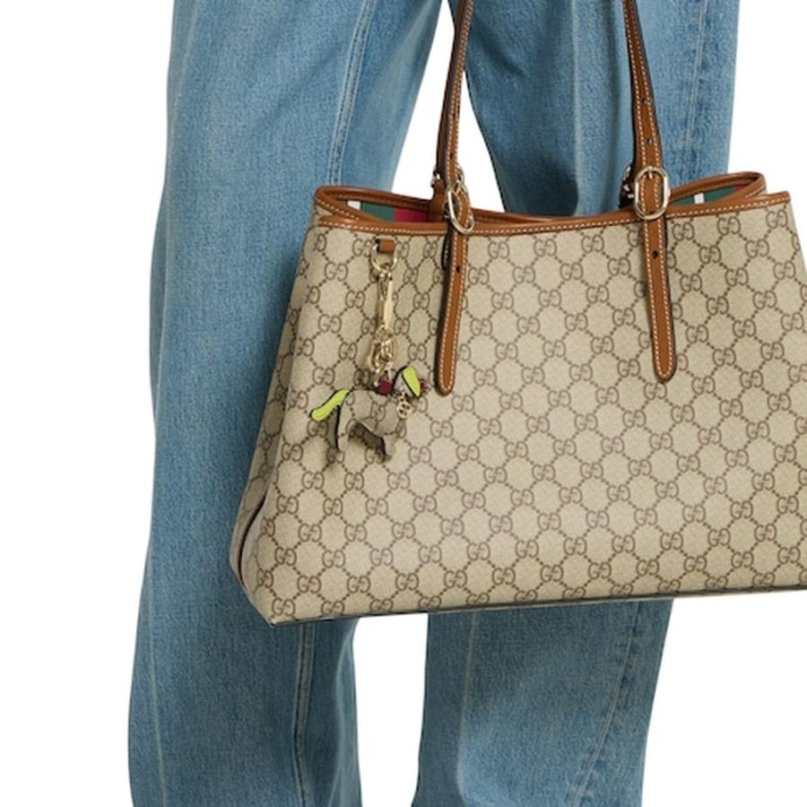 グッチ GUCCI レディース ドッグ シェイプ バッグ チャーム【ベージュ＆ブラウン GG ファブリック 】【送料無料】【正規品】の画像