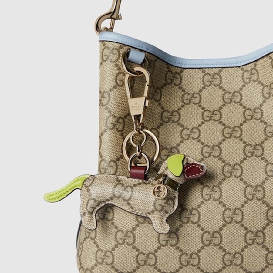 グッチ GUCCI レディース ドッグ シェイプ バッグ チャーム【ベージュ＆ブラウン GG ファブリック 】【送料無料】【正規品】の画像