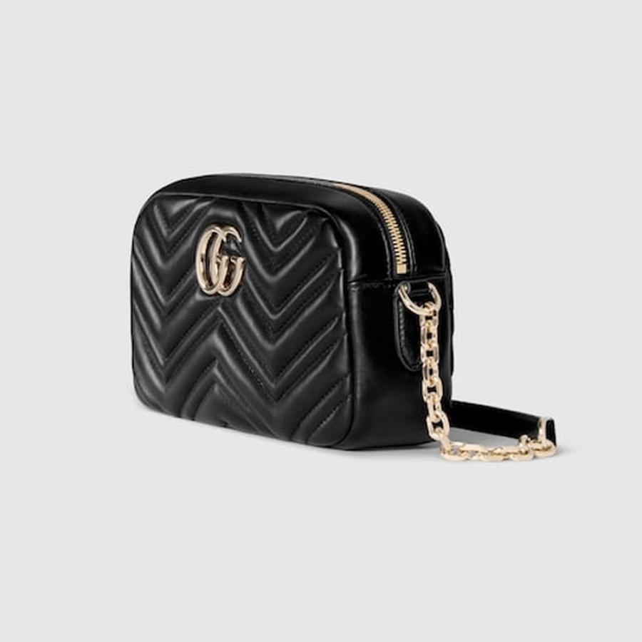 GUCCI グッチ GGマーモント スモール カメラバッグ ショルダーバッグ 855273 レザー ブラック  レディース【中古】 GUCCI（グッチ） レディース GGマーモント スモール カメラバッグ