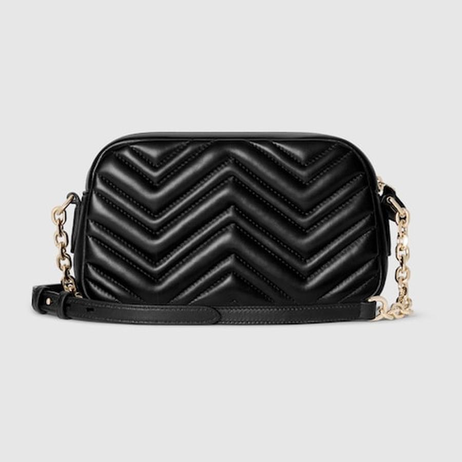 GUCCI グッチ GGマーモント スモール カメラバッグ ショルダーバッグ 855273 レザー ブラック  レディース【中古】 GUCCI（グッチ） レディース GGマーモント スモール カメラバッグ
