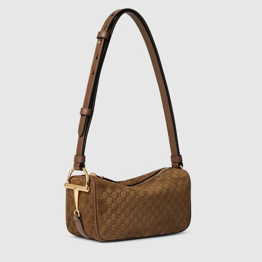 【ベルト無し・バッグのみ】 GUCCI ホースビット・ウエストバッグ　ブラウン GUCCI（グッチ） レディース ハーフ ホースビット ミニバッグ