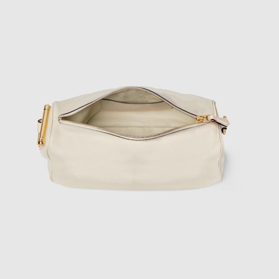 【美品】GUCCI グッチ レザーボディバッグ　ホワイト GUCCI（グッチ） レディース ハーフ ホースビット ミディアム