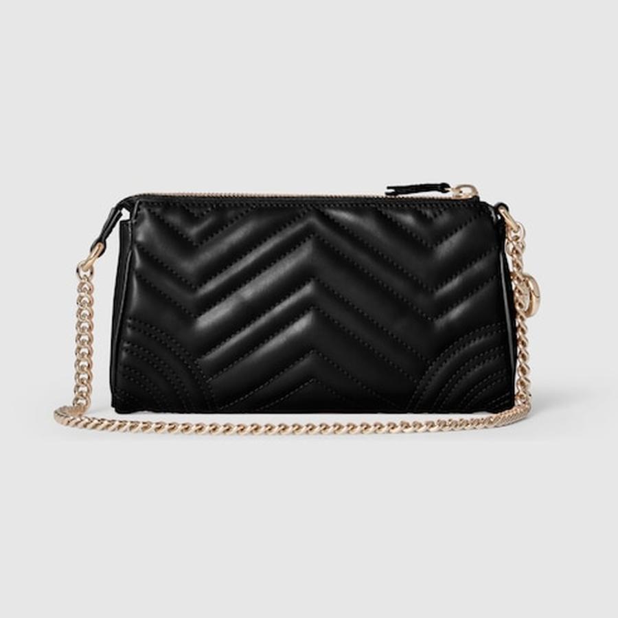 GUCCI グッチ GGマーモント ショルダーバッグ スモール レザー 黒 634785 【74262】 グッチ チェーンショルダーバッグ GGマーモント レザー 634785 GUCCI