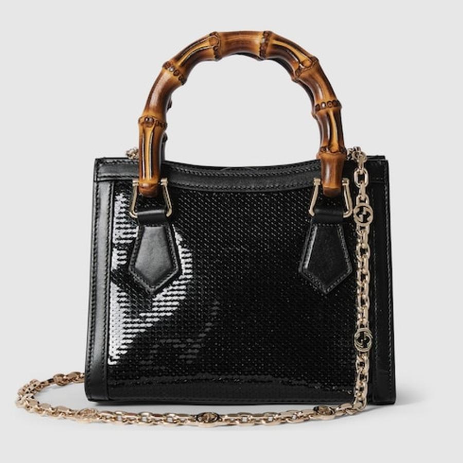 グッチ GUCCI レディース ダイアナ エンブロイダリー スモール トートバッグ【ブラック シルクサテン 】【送料無料】【正規品】の画像