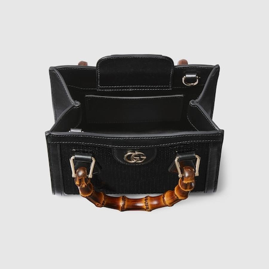 グッチ GUCCI レディース ダイアナ エンブロイダリー スモール トートバッグ【ブラック シルクサテン 】【送料無料】【正規品】の画像