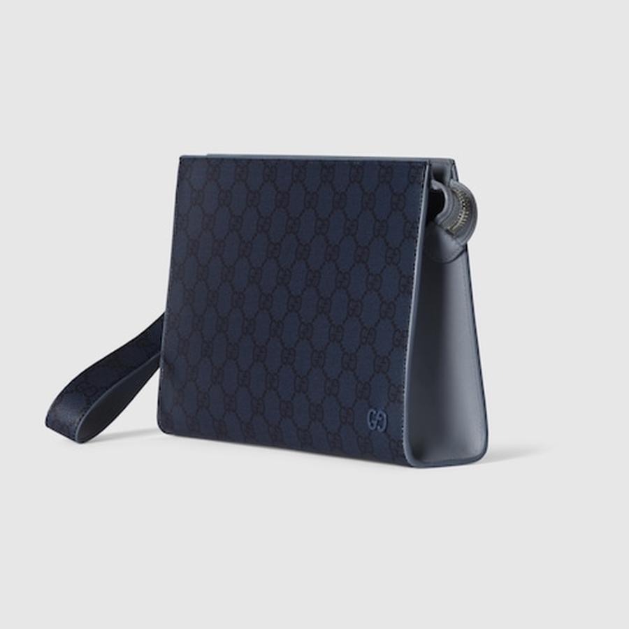 グッチ GUCCI メンズ スモール ポーチ ダスティブルー トリム【ダークブルー GGスプリーム 】【送料無料】【正規品】の画像