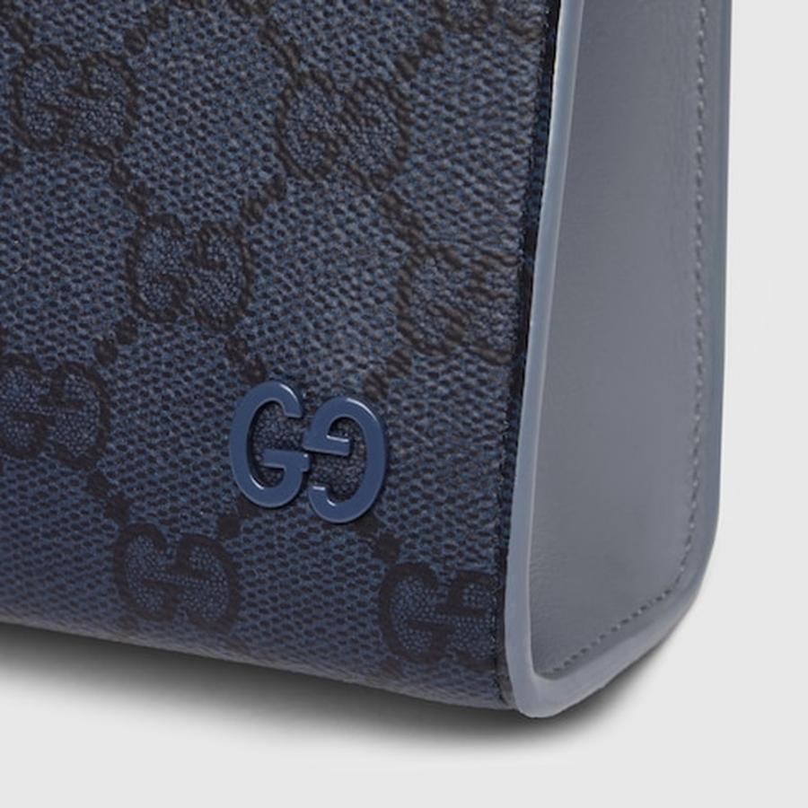 グッチ GUCCI メンズ スモール ポーチ ダスティブルー トリム【ダークブルー GGスプリーム 】【送料無料】【正規品】の画像