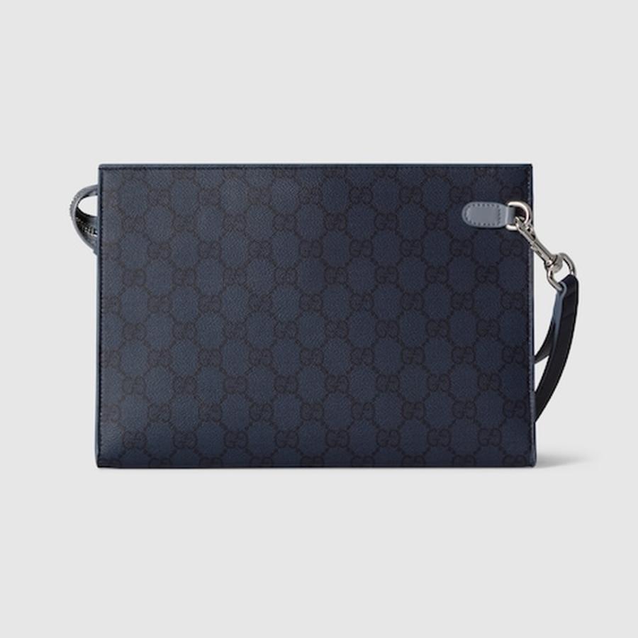 グッチ GUCCI メンズ スモール ポーチ ダスティブルー トリム【ダークブルー GGスプリーム 】【送料無料】【正規品】の画像