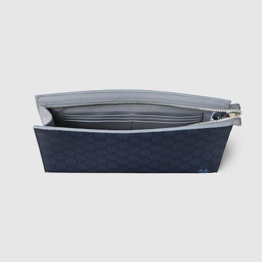 グッチ GUCCI メンズ スモール ポーチ ダスティブルー トリム【ダークブルー GGスプリーム 】【送料無料】【正規品】の画像