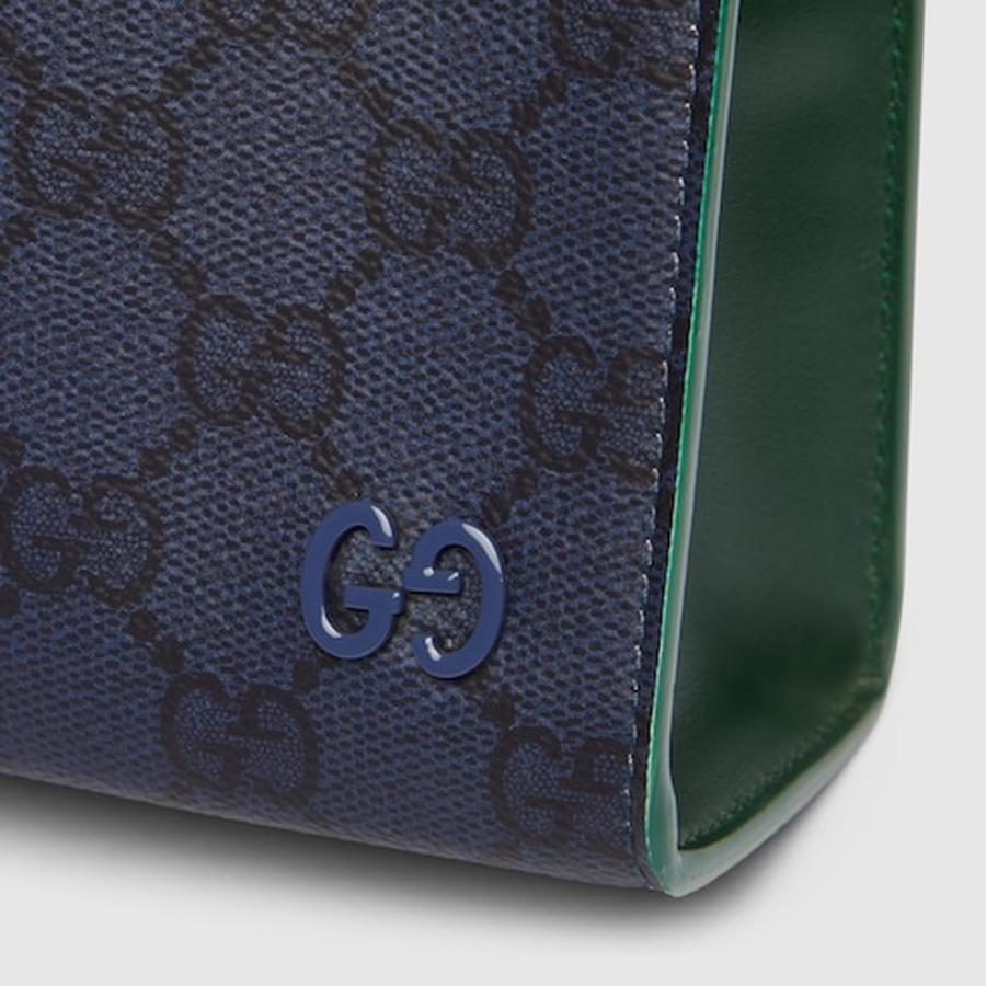 グッチ GUCCI メンズ スモール ポーチ グリーン トリム【ダークブルー GGスプリーム 】【送料無料】【正規品】の画像