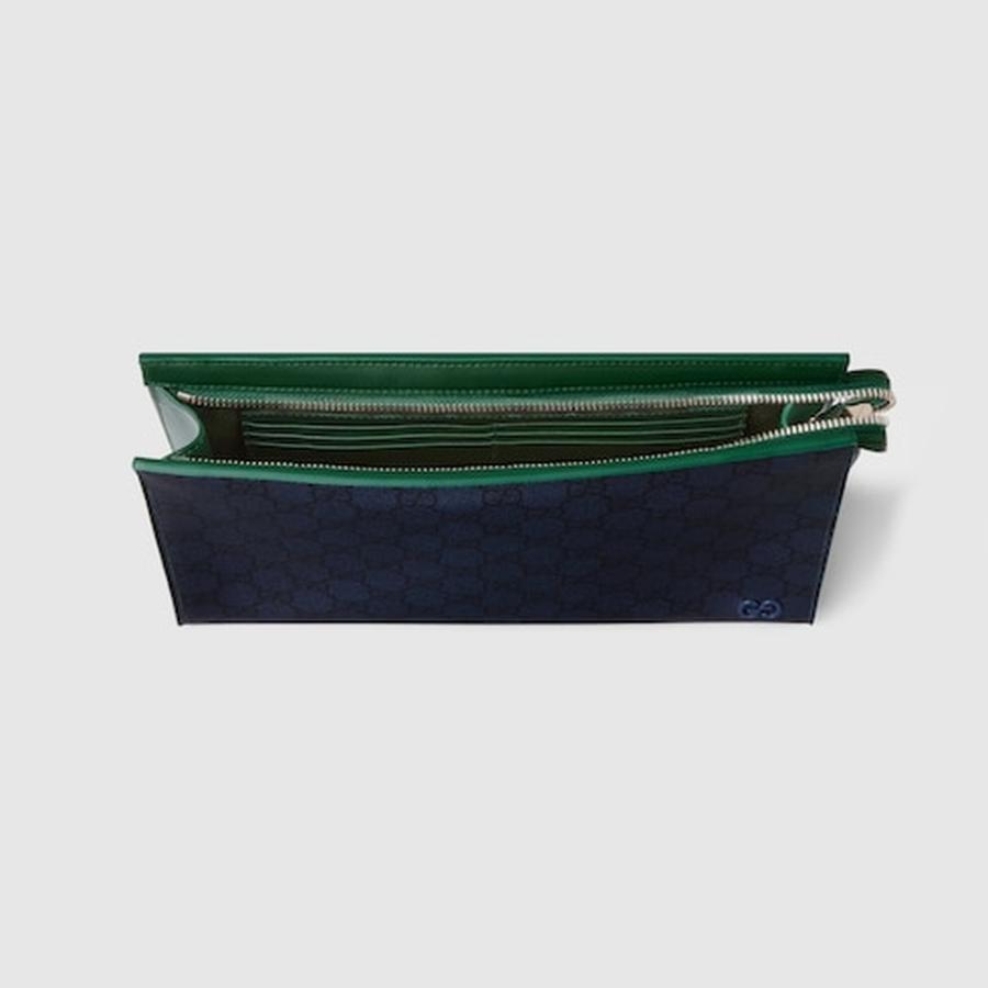 グッチ GUCCI メンズ スモール ポーチ グリーン トリム【ダークブルー GGスプリーム 】【送料無料】【正規品】の画像