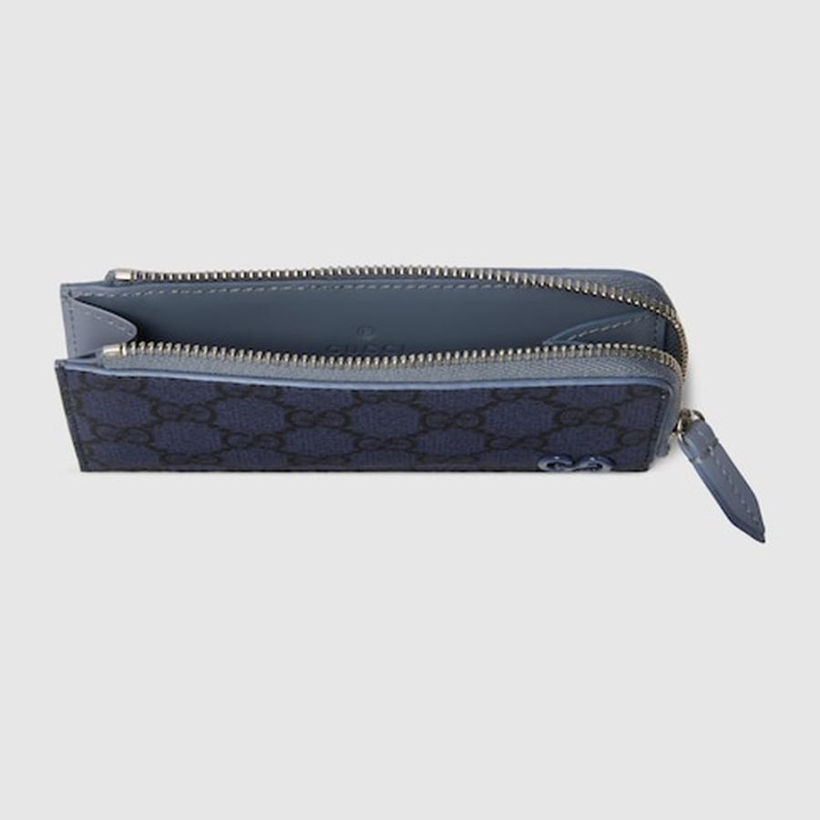 グッチ GUCCI メンズ GG ジップカードケース ダスティブルー トリム【ダークブルー GGスプリーム 】【送料無料】【正規品】の画像