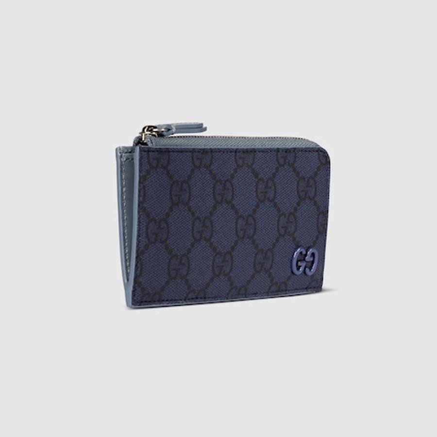 グッチ GUCCI メンズ GG ジップカードケース ダスティブルー トリム【ダークブルー GGスプリーム 】【送料無料】【正規品】の画像