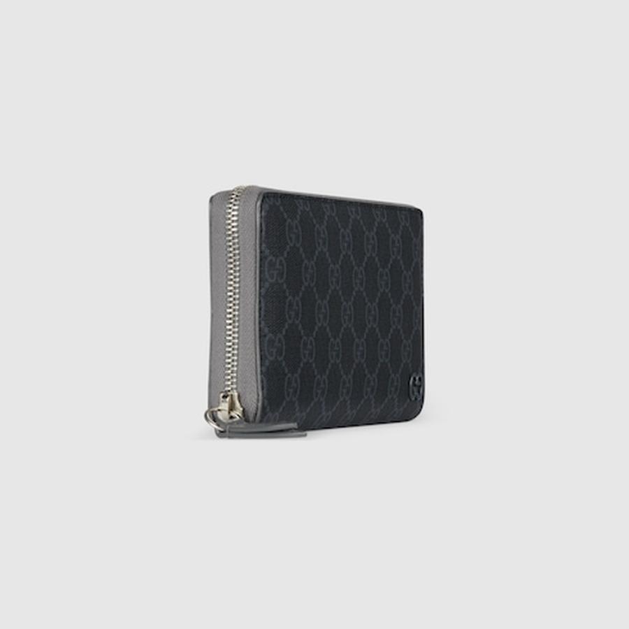 グッチ GUCCI メンズ GG ジップアラウンドウォレット 財布 グレー インテリア【ブラック GGスプリーム 】【送料無料】【正規品】の画像