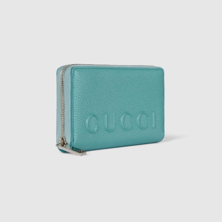 グッチ GUCCI メンズ ロゴ ジップアラウンドウォレット 財布 イエロー インテリア【ターコイズブルー レザー 】【送料無料】【正規品】の画像