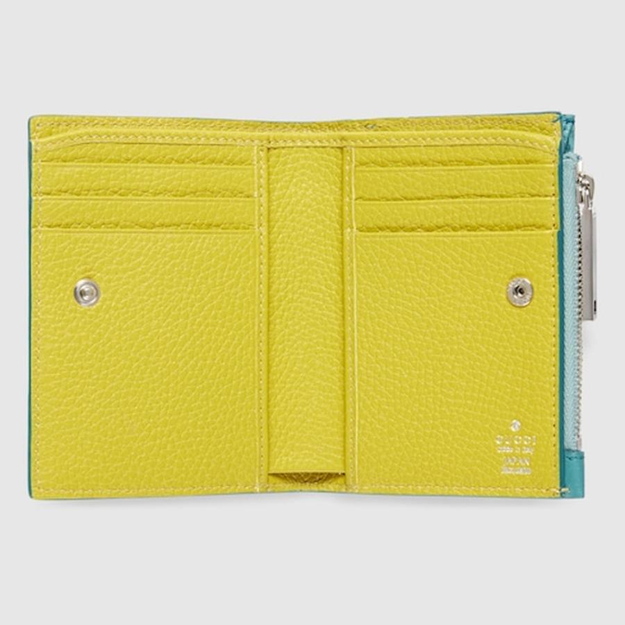 グッチ GUCCI メンズ ロゴ コインウォレット 財布 イエロー インテリア【ターコイズブルー レザー 】【送料無料】【正規品】の画像
