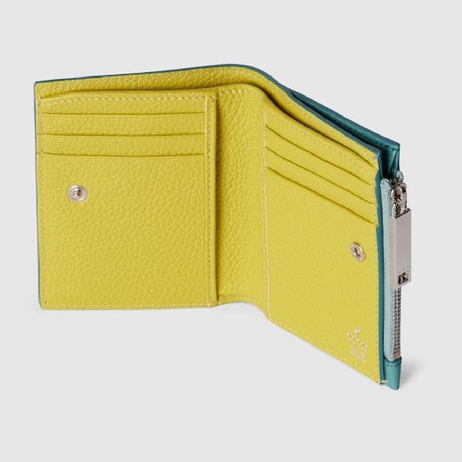 グッチ GUCCI メンズ ロゴ コインウォレット 財布 イエロー インテリア【ターコイズブルー レザー 】【送料無料】【正規品】の画像