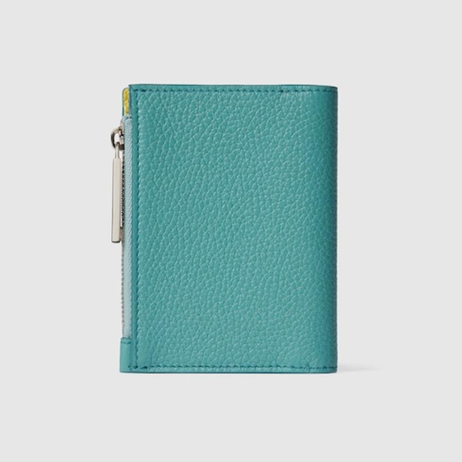 グッチ GUCCI メンズ ロゴ コインウォレット 財布 イエロー インテリア【ターコイズブルー レザー 】【送料無料】【正規品】の画像