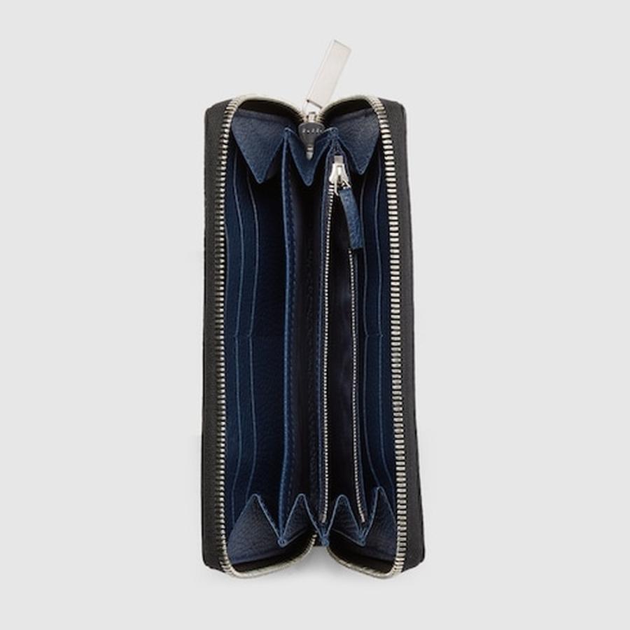 グッチ GUCCI メンズ ジップアラウンドウォレット 財布 ブルー インテリア【ブラック グレインレザー 】【送料無料】【正規品】の画像
