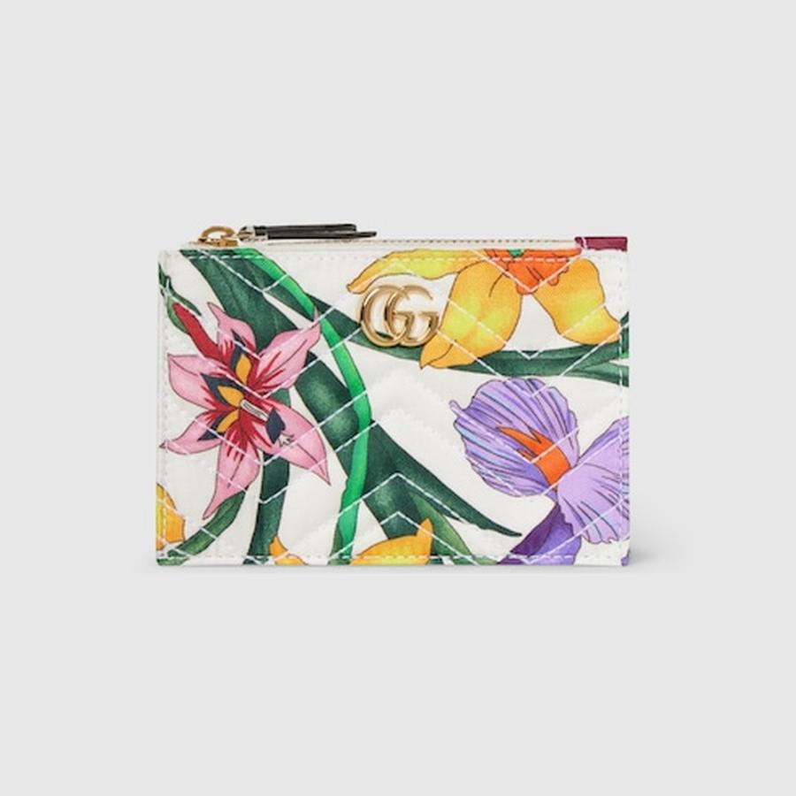 グッチ GUCCI レディース GGマーモント ダブルG ジップ キーポーチ【ホワイト シルクツイル 】【送料無料】【正規品】の画像
