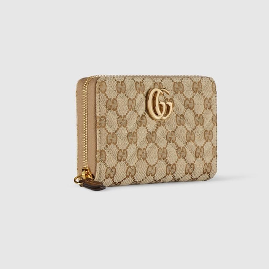 グッチ GUCCI レディース ダブルG ジップアラウンドウォレット 財布【サンド＆ブラウン GGキャンバス 】【送料無料】【正規品】の画像