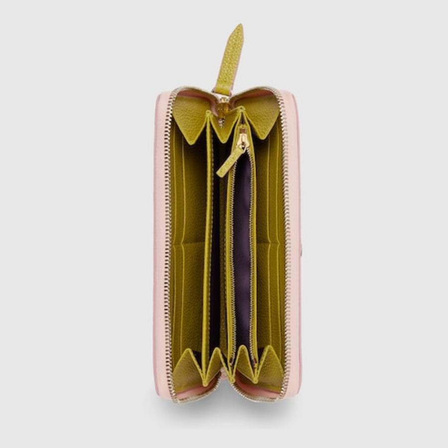 グッチ GUCCI レディース ダブルG バイカラー ジップアラウンドウォレット 財布【ピンク＆イエロー レザー 】【送料無料】【正規品】の画像