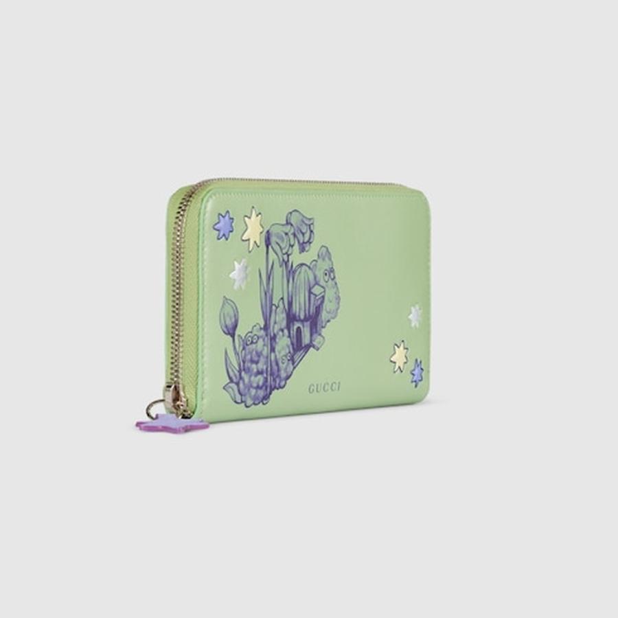 グッチ GUCCI レディース ヒグチユウコ バイカラー ジップアラウンドウォレット 財布【ライトグリーン＆パープル レザー 】【送料無料】【正規品】の画像