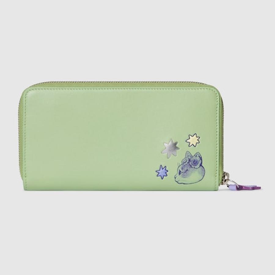 グッチ GUCCI レディース ヒグチユウコ バイカラー ジップアラウンドウォレット 財布【ライトグリーン＆パープル レザー 】【送料無料】【正規品】の画像